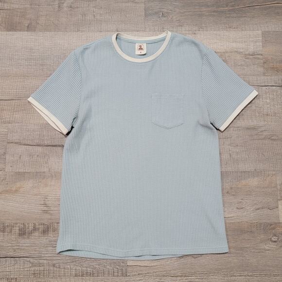 Dandy Del Mar Mens The Cannes Waffle Knit T Shirt Size Medium Pocket Tee Blue - Picture 1 of 9